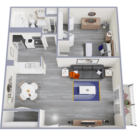 a floor plan of a one bedroom apartment with a bathroom and living room